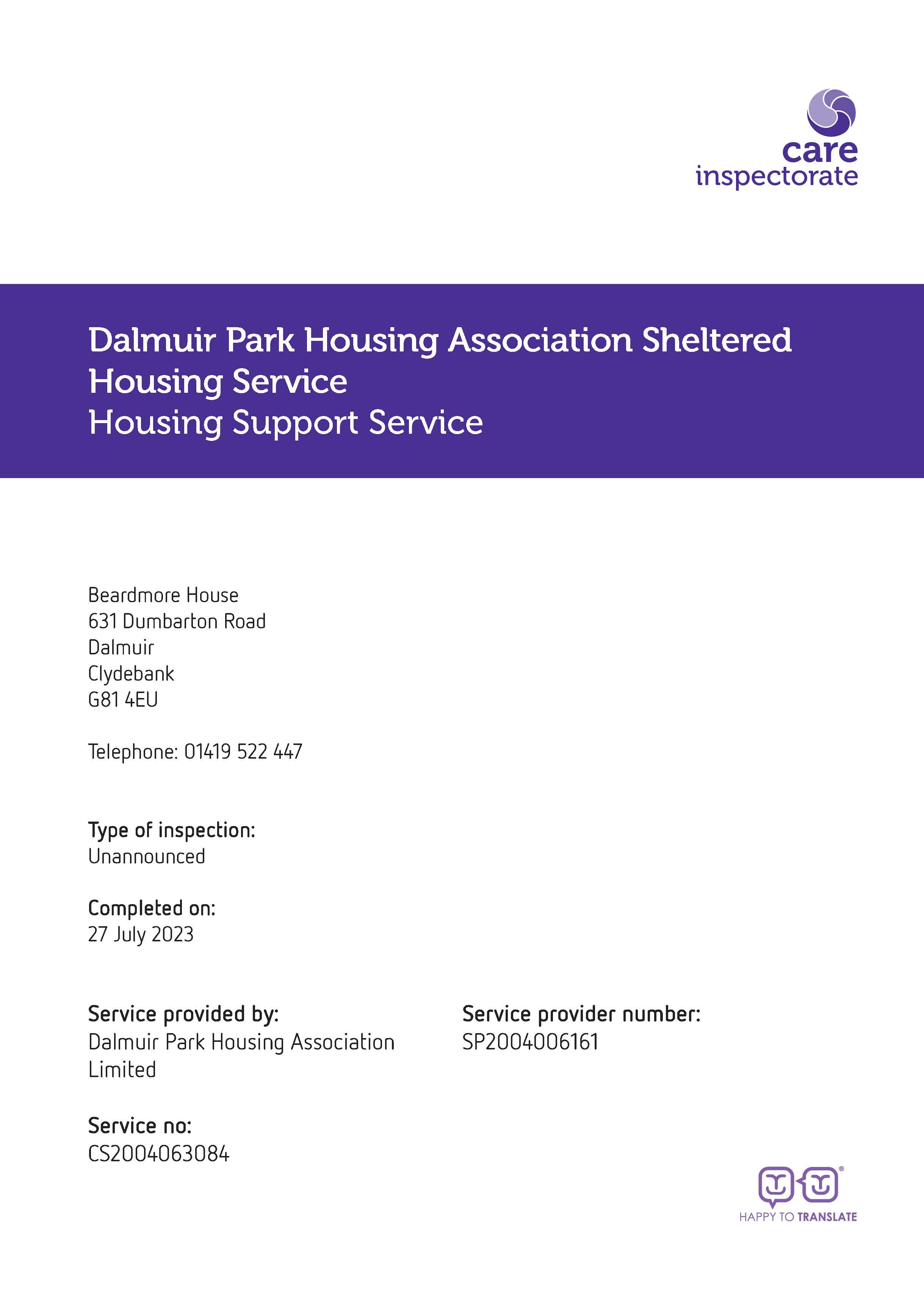 Care Inspection Report 2023